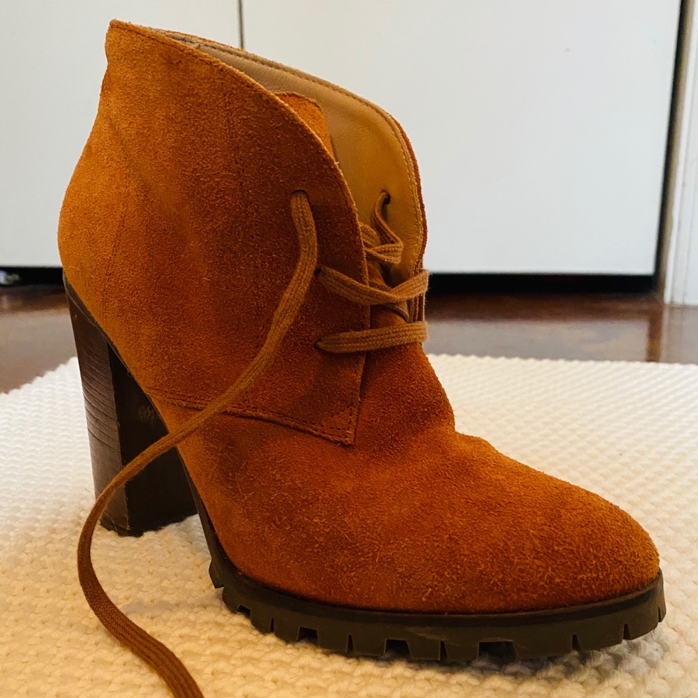 Bettye Muller Suede Booties Sz. 37  (4-1/2” heel)
